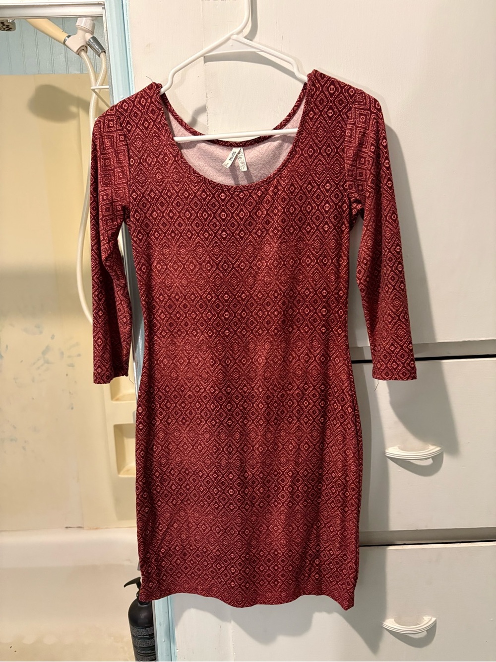 Women’s Red Diamond-Print Scoop Neck Dress